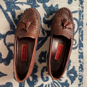 Cole haan tassle loafer leather woven brown
